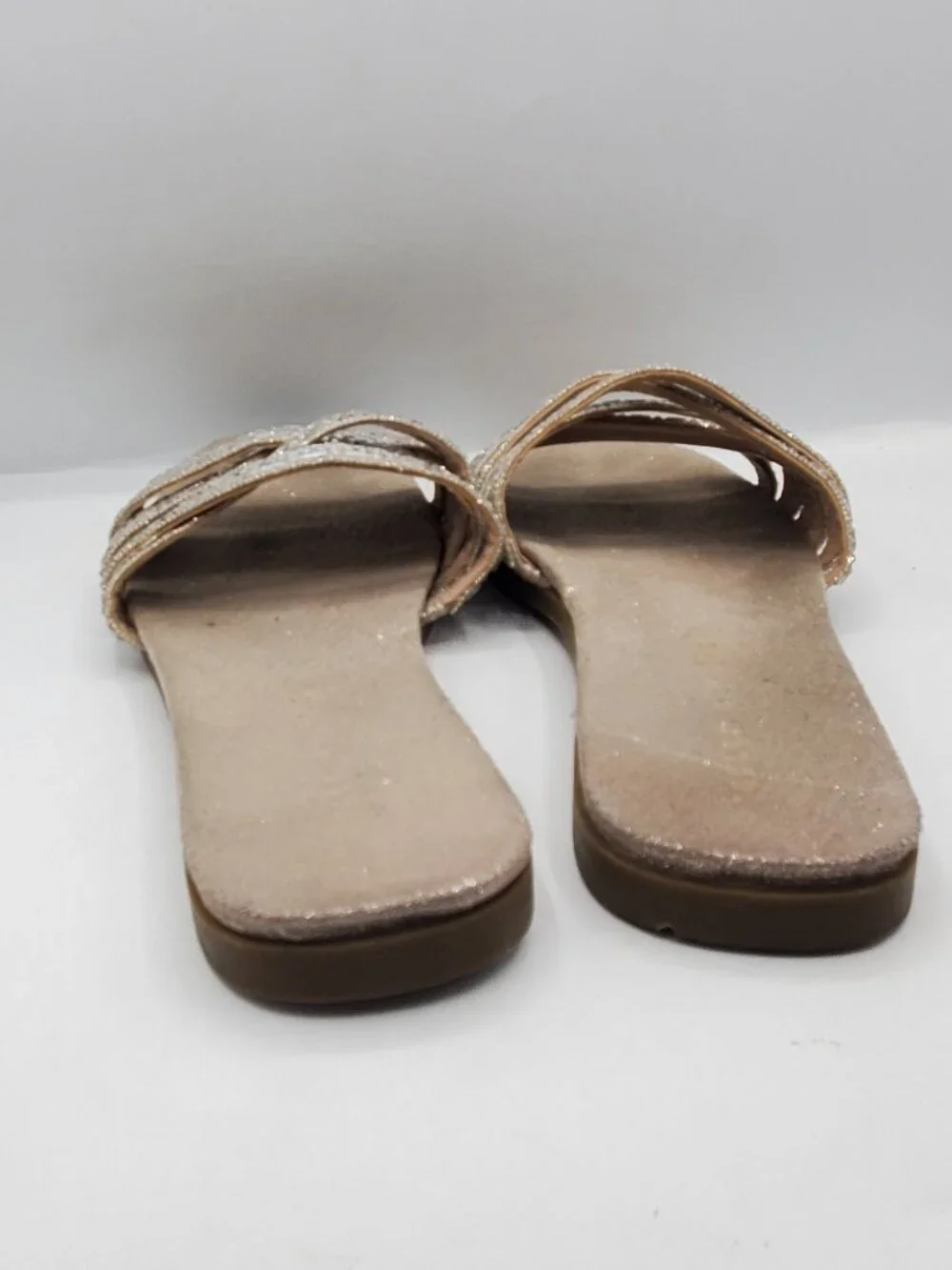 KELLY & KATIE METALLIC MIRROR SLIDE SANDALS